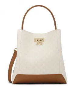 Двухцветная сумочка, украшенная принтом. Kazar, белый