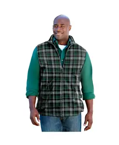 Большой и высокий исследовательский плюшевый флисовый жилет на молнии Kingsize, зеленый