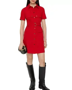 Шерстяное тренч-платье Burberry, красный