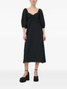 Платье миди с объемными рукавами Notes Du Nord, черный