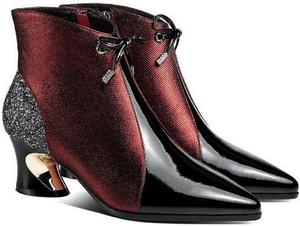 Женские модные ботильоны YDYCG Sexy Fashion для вечеринки и свадьбы, с острым носком, короткие, зимние ботинки для мам, с боковой молнией, разных цветов (Цвет: Бордовый, Размер обуви: 7)