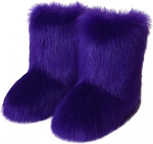Женские разноцветные сапоги TangDao из искусственного меха, пушистые, мягкие, с округлым носком, из замши, зимние, удобные, теплые, короткие снегоступы на плоской подошве, сапоги до середины голени, для улицы и дома, Purple