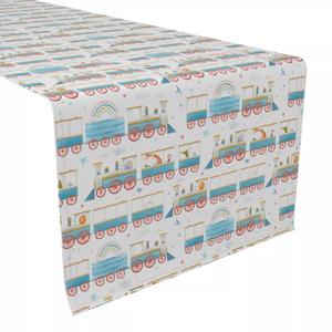 Настольная дорожка, 100 % полиэстер, 14x108 дюймов, акварельный поезд и животные из зоопарка.