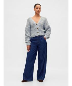 (W) Укороченный вязаный кардиган из смесовой хлопковой ткани