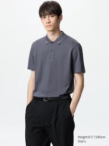 Рубашка-Поло из хлопка airism пике Uniqlo, цвет 08 серый