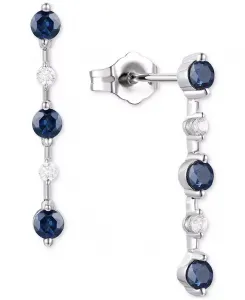 Линейные серьги-подвески с изумрудами (3/4 карата) и бриллиантами (1/10 карата) из 14-каратного золота (также с рубинами и сапфирами) Macy'S, sapphire