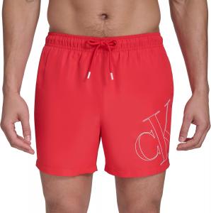 Calvin Klein Mens Volley Quick Dry Lightweight Swim Trunk, Red