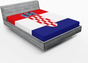 Простыня на резинке ABAKUHAUS Croatia, лаконичный дизайн, иллюстрация национального флага Загреба, 180 x 200 см, цвет Vermilion Indigo White Abakuhaus