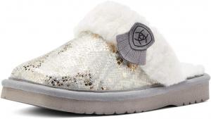 Женские домашние/теплые и комфортные тапочки ARIAT Jackie с квадратным носком из экзотической кожи и верхом из натуральной замши, Metalic Snake