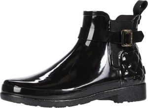Женские утонченные стеганые глянцевые дождевые ботинки Челси Hunter, Black