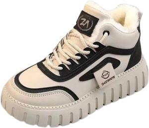 Женские зимние ботинки до щиколотки с теплой искусственной меховой подкладкой и нескользящей толстой подошвой для прогулок на улице и снежных дней ODUODU, Black