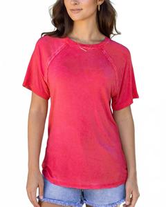 Футболка с регланными рукавами и эффектом минеральной мойки в розовом цвете Grace and Lace