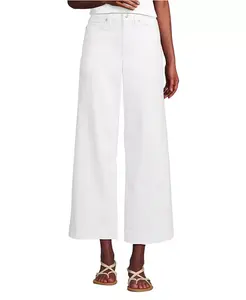 Женские джинсы с высокой талией и широкими штанинами Lands' End, белый
