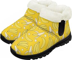 Детские зимние ботинки для мальчиков и девочек, теплые зимние ботинки с нескользящей подошвой, уличные ботильоны для маленьких детей Suhoaziia, Banana