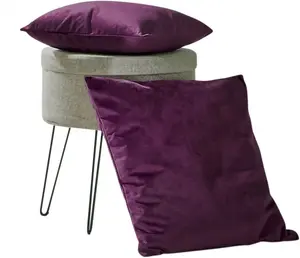 Декоративная подушка Weckbrodt "Валентин", имитация бархата, велюр, однотонные цвета, чехол без наполнителя 40х40 см, цвет aubergine + unifarben