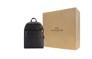 COACH Кожаный рюкзак из коровьей кожи большого размера мужской черный