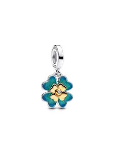 Подвеска-шарм с четырьмя листами клевера и выращенными в лаборатории бриллиантами 2025 года Pandora, 0,009 карата tw, стерлинговое серебро, покрытие золотом 14 карат