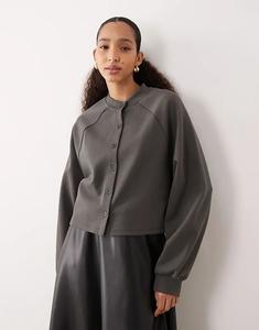 Кардиган ASOS DESIGN интерлок темно-серого цвета