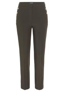 Брюки узкого кроя со складками Lascana, хаки