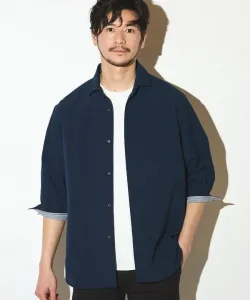 Рубашка с широким воротником и рукавами три четверти из полиэстера Union Station, цвет Navy