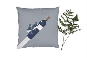 Декоративная подушка MuchoWow Диванная подушка Декоративная подушка для гостиной 60 x 60 см Бутылка - Мужчины - Винтаж - Наволочка - Хлопчатобумажная ткань - Декоративные наволочки