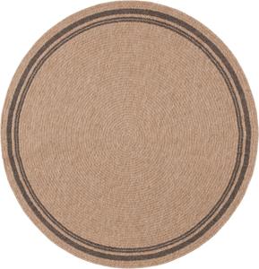 Ковер SAFAVIEH, 201 x 201 см, Retreat Collection, круглый, Natural & Black, для помещений и улицы, устойчивый к погодным условиям и моющийся, идеально для патио, заднего двора, прихожей, террасы (RTE260B)