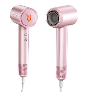 Фен 1600W высокая мощность отрицательные ионы уход за волосами с холодным и горячим воздухом бесщеточный мотор, тихий CF 688 Playboy, розовый