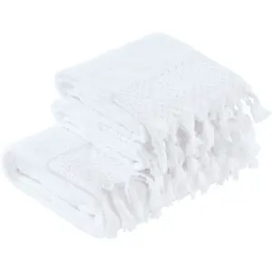 Набор полотенец Provence Bohéme однотонный, в стиле бохо, с заметной каймой и бахромой Done., белый