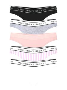 Упаковка из 5 хлопковых трусиков-стрингов с логотипом Victoria'S Secret, 5 pack multi