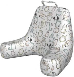 Наволочка для подушки для чтения Lunarable с мультяшными персонажами: кролик, лиса, олень, сова, мышь, медведь, лесные животные, рисунок от руки, мягкая набивная наволочка для кровати, размер XL, цвет: синий, бежевый, белый., Cadet Blue Tan And White