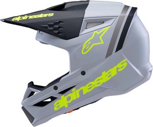 Шлем Alpinestars S-M3 Youth Moto Helmet, серый / черный / желтый