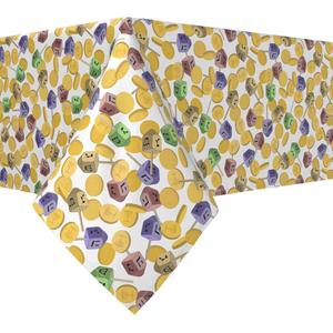 Прямоугольная скатерть, 100 % полиэстер, 60x120 дюймов. Крути и выигрывай Dreidel Fun