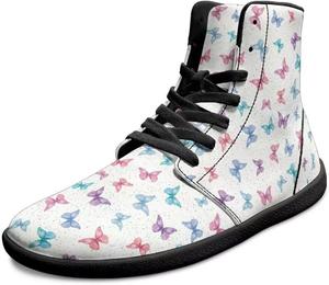 Женские высокие кроссовки с широкой пяткой босоножечного типа с принтом бабочек, с подошвой нулевого перепада и противоскользящей PU-кожей GETELINSENG, Little Butterflies