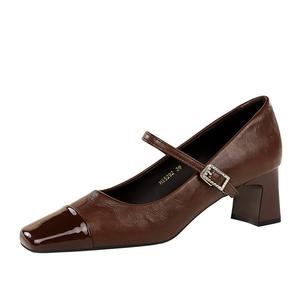 Bamiti Туфли Мэри Джейн на массивном каблуке женские тёмно-коричневые, цвет Dark Brown