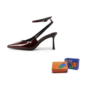 WOXXXN Тонкие каблуки на шпильке женские бордовые 7 см, цвет Burgundy 7CM