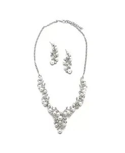 Женское колье и серьги из белого жемчуга (7-8 мм) (комплект из 2 шт.) Sohi, white