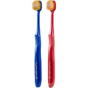 Щетка зубная Comfortable, Wide Head, 7 рядов, 48 петелек, средняя щетина, 4 шт EBISU, two-piece set: blue toothbrush (color random shipment)+red toothbrush (color random shipment)