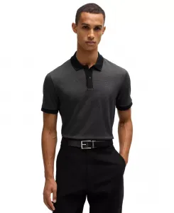 Мужская поло Regular-Fit с микроузором Hugo Boss, черный