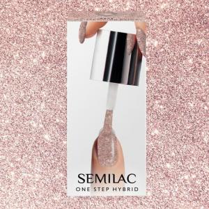 Гибридный лак для ногтей, S245 Glitter Pink Beige, 5 мл Semilac, One Step Hybrid