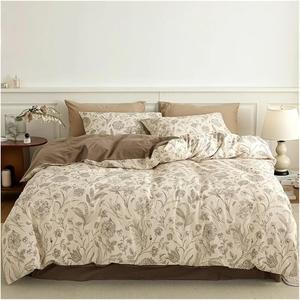 YUSIWOAL Комплект постельного белья из хлопка с рисунком зеленых веток и листьев с цветами