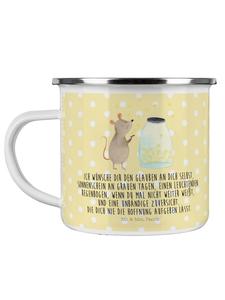 Кружка с мышкой, звездами и надписью в пастельно-желтых тонах Mr. & Mrs. Panda