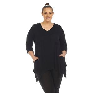 Женский топик с завышенной талией и V-образным вырезом Plus Size Wm Fashion, Black