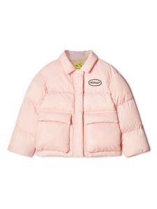 Off-White Kids стеганый пуховик с логотипом Arrows, розовый