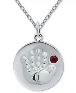 Подвеска в виде хрустального диска с месяцем рождения и отпечатком руки, 18 дюймов, из стерлингового серебра, изготовленная для Macy's. Giani Bernini, july