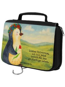 Mr. & Mrs. Panda Сумка для душа с изображением пингвина и цветка, с надписью белого цвета