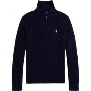 Свитер с ребристым воротником на молнии Polo Ralph Lauren, синий