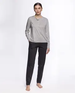 Женская пижама из бамбука и хлопка, длинная Punto Blanco, серый