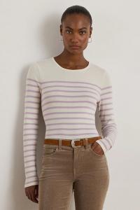 Хлопковая блузка Lauren Ralph Lauren, бежевый