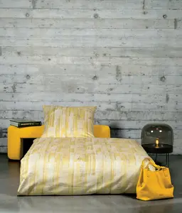 Комплект постельного белья Janine Design Mako-Satin Loft 95000, цвет цейлонский желтый, серо-коричневый, размер 135x200 см + 80x80 см Original Janine