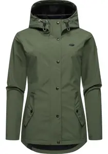 Куртка софтшелл Ragwear "Margge Shell", с капюшоном, непромокаемая женская переходная куртка с большим капюшоном, зеленый